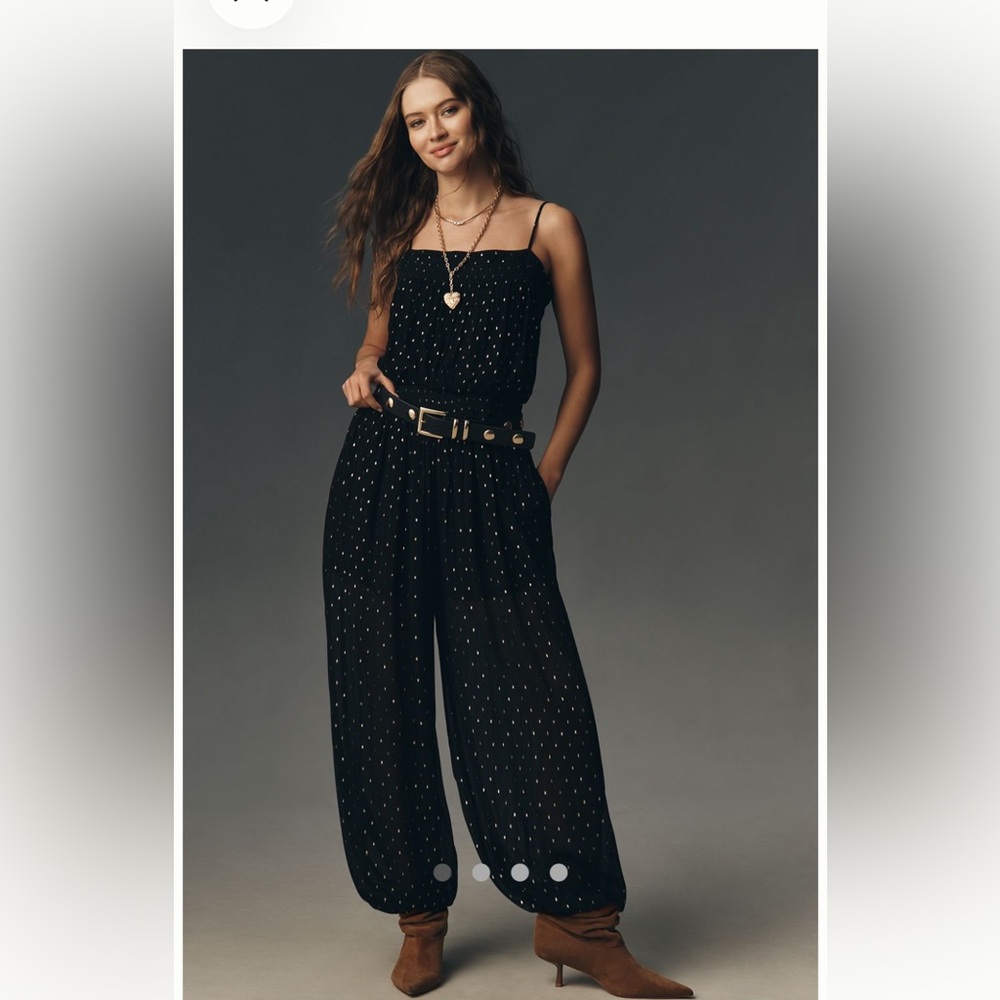 NWT Plenty by Tracy Reese for Anthropologie Black Jumpsuit with Gold Details